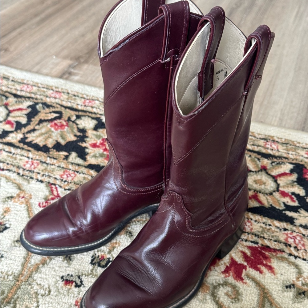 Burgundy Leather Cowboy Boots size 5